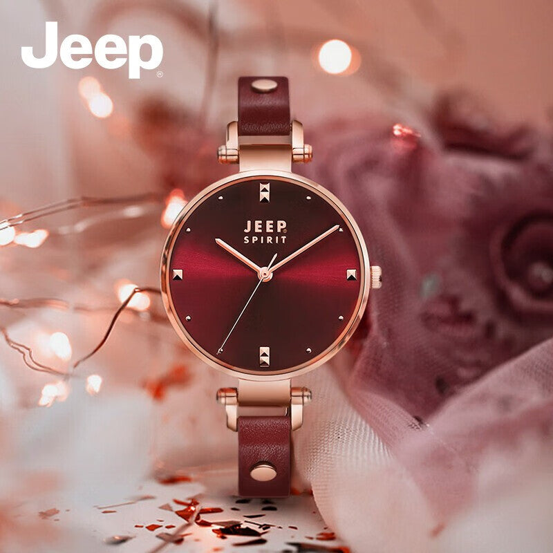 Jeep Watch for Women Quartz Watch Small Dial Watch Student European American Style Leather Strap Women's Watch Gift for Girlfriend