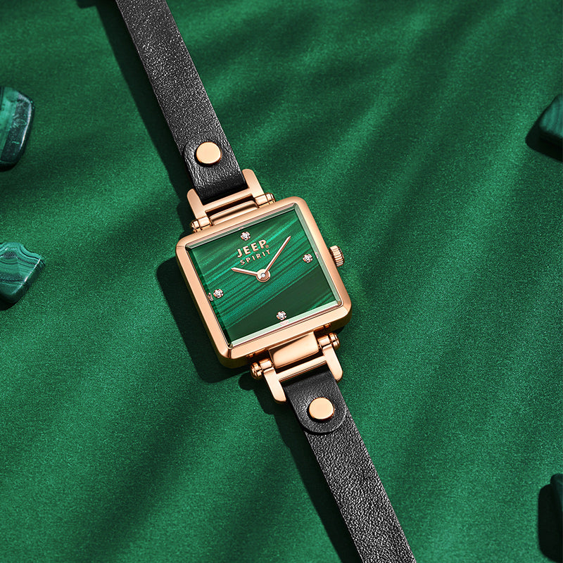 Jeep Watch for Women Quartz Watch Small Dial Watch Student Square Watch Green European American Women's Watch Gift for Girlfriend
