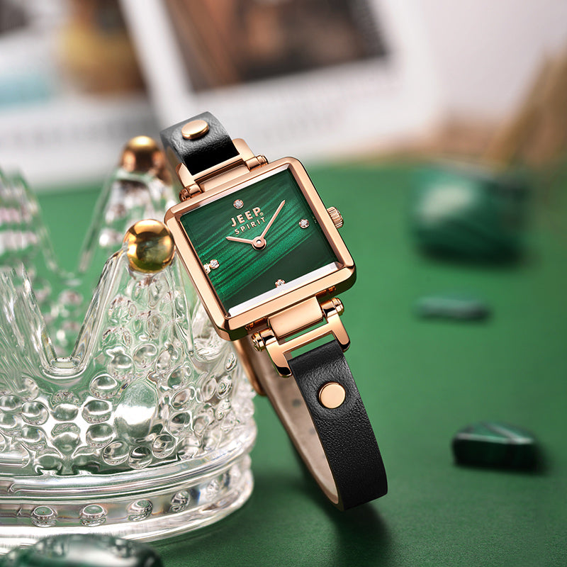 Jeep Watch for Women Quartz Watch Small Dial Watch Student Square Watch Green European American Women's Watch Gift for Girlfriend