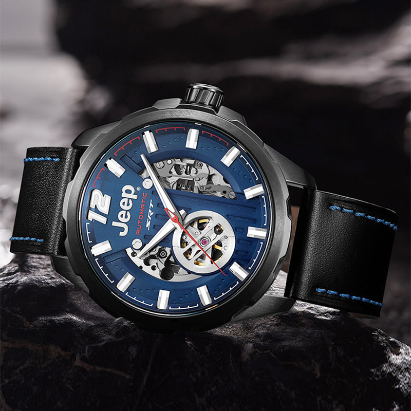 JEEP Grand Cherokee Automatic Mechanical Watch for Men Skeleton Outdoor Sports Mechanical Watch Fashion Classic Men's Watch Belt Waterproof Watch
