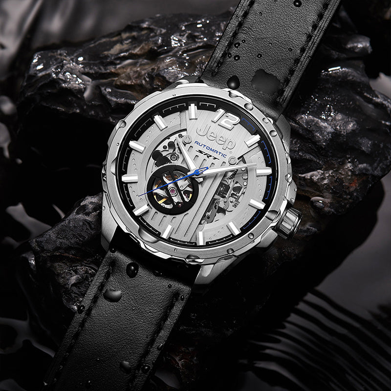 JEEP Grand Cherokee Automatic Mechanical Watch for Men Skeleton Outdoor Sports Mechanical Watch Fashion Classic Men's Watch Belt Waterproof Watch