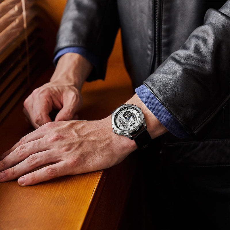 JEEP Grand Cherokee Automatic Mechanical Watch for Men Skeleton Outdoor Sports Mechanical Watch Fashion Classic Men's Watch Belt Waterproof Watch
