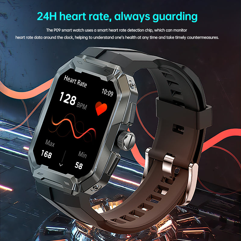 Jeep P09 Smart Watch 1.91 Inch HD Screen Replaceable Watch Cover Waterproof Ip68 Smartwatch for Women Men Original Branded Bluetooth Tracker Sleep Monitor Heart Rate Suitable for IOS Android